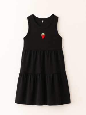V01B Vestido Liso Con Bordado Nena
