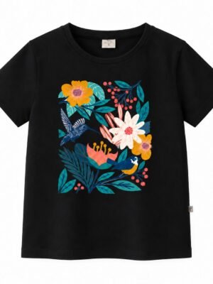 R05l Remera Basica de COLIBRI FLOREADO